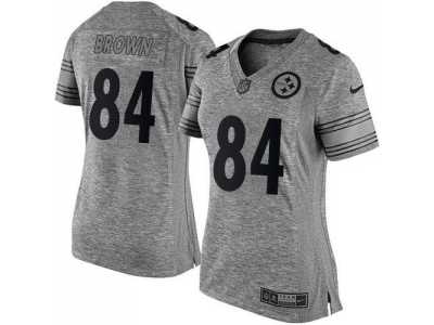 Women Nike Steelers #84 Antonio Brown Gray Stitched NFL Limited Gridiron Gray Jersey