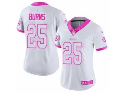 Women's Nike Pittsburgh Steelers #25 Artie Burns Limited White Pink Rush Fashion NFL Jersey