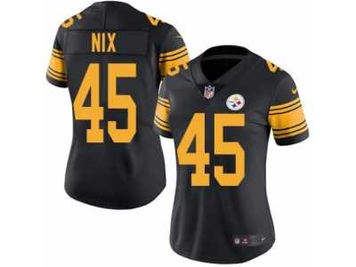 Women's Nike Pittsburgh Steelers #45 Roosevelt Nix Limited Black Rush NFL Jersey