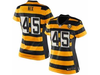 Women's Nike Pittsburgh Steelers #45 Roosevelt Nix Limited Yellow Black Alternate 80TH Anniversary Throwback NFL Jersey