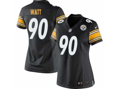 Women's Nike Pittsburgh Steelers #90 T. J. Watt Limited Black Team Color NFL Jersey