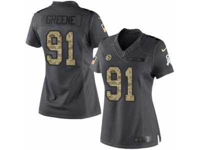 Women's Nike Pittsburgh Steelers #91 Kevin Greene Limited Black 2016 Salute to Service NFL Jersey