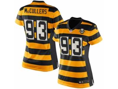 Women's Nike Pittsburgh Steelers #93 Dan McCullers Limited Yellow Black Alternate 80TH Anniversary Throwback NFL Jersey