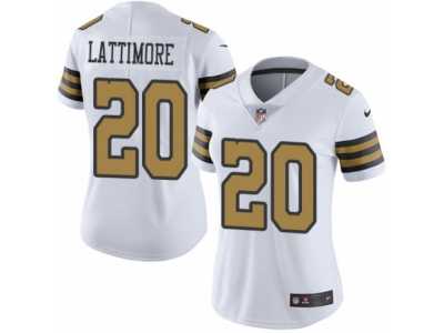 Women's Nike New Orleans Saints #20 Marshon Lattimore Limited White Rush NFL Jersey