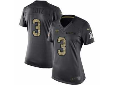 Women's Nike New Orleans Saints #3 Will Lutz Limited Black 2016 Salute to Service NFL Jersey