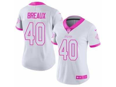 Women's Nike New Orleans Saints #40 Delvin Breaux Limited White-Pink Rush Fashion NFL Jersey