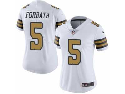 Women's Nike New Orleans Saints #5 Kai Forbath Limited White Rush NFL Jersey