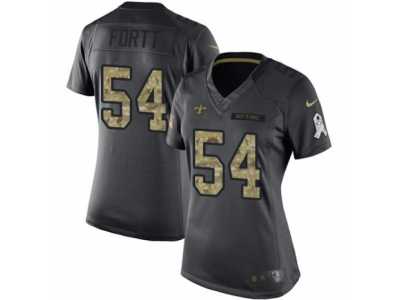 Women's Nike New Orleans Saints #54 Khairi Fortt Limited Black 2016 Salute to Service NFL Jersey