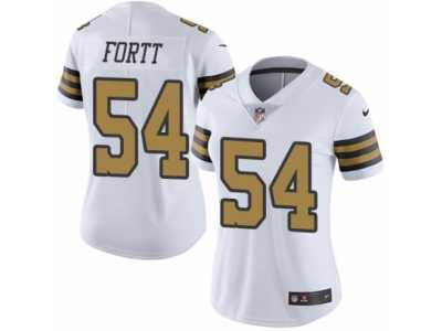 Women's Nike New Orleans Saints #54 Khairi Fortt Limited White Rush NFL Jersey