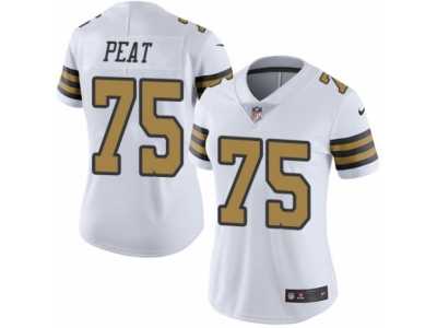 Women's Nike New Orleans Saints #75 Andrus Peat Limited White Rush NFL Jersey