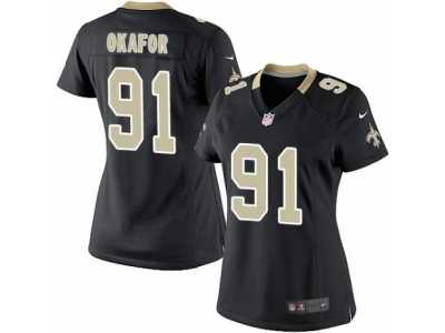 Women's Nike New Orleans Saints #91 Alex Okafor Limited Black Team Color NFL Jersey