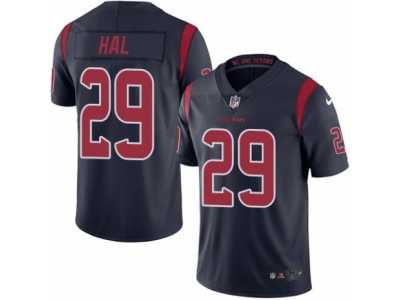 Youth Nike Houston Texans #29 Andre Hal Limited Navy Blue Rush NFL Jersey