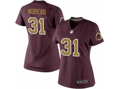 Women's Nike Washington Redskins #31 Fabian Moreau Limited Burgundy Red Gold Number Alternate 80TH Anniversary NFL Jersey