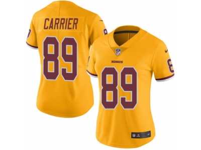 Women's Nike Washington Redskins #89 Derek Carrier Limited Gold Rush NFL Jersey