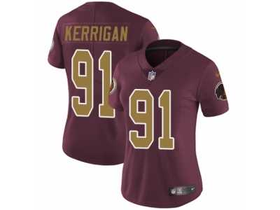Women's Nike Washington Redskins #91 Ryan Kerrigan Vapor Untouchable Limited Burgundy Red Gold Number Alternate 80TH Anniversary NFL Jersey
