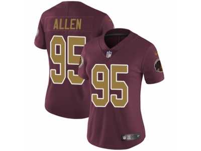 Women's Nike Washington Redskins #95 Jonathan Allen Vapor Untouchable Limited Burgundy Red Gold Number Alternate 80TH Anniversary NFL Jersey