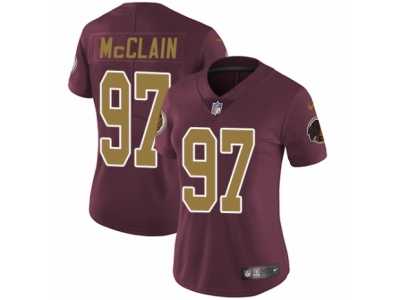 Women's Nike Washington Redskins #97 Terrell McClain Vapor Untouchable Limited Burgundy Red Gold Number Alternate 80TH Anniversary NFL Jersey