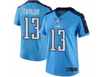 Women's Nike Tennessee Titans #13 Taywan Taylor Limited Light Blue Rush NFL Jersey