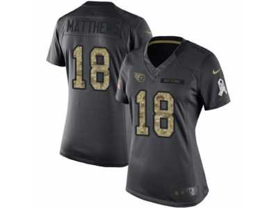 Women's Nike Tennessee Titans #18 Rishard Matthews Limited Black 2016 Salute to Service NFL Jersey