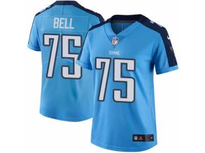 Women's Nike Tennessee Titans #75 Byron Bell Limited Light Blue Rush NFL Jersey