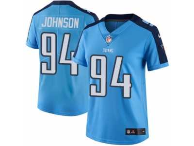 Women\'s Nike Tennessee Titans #94 Austin Johnson Limited Light Blue Rush NFL Jersey