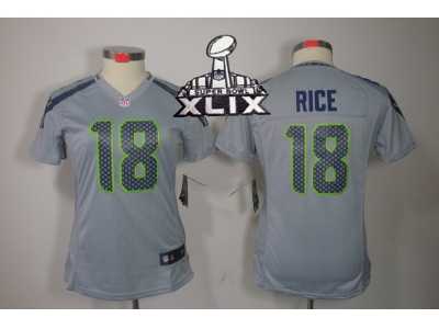 2015 Super Bowl XLIX Nike Women NFL Seattle Seahawks #18 Sidney Rice Grey Jerseys
