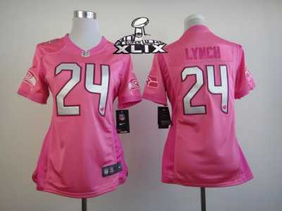 2015 Super Bowl XLIX Nike Women Seattle Seahawks #24 Marshawn Lynch Pink Jerseys[love s]