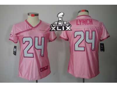 2015 Super Bowl XLIX Nike Women Seattle Seahawks #24 Marshawn Lynch Pink