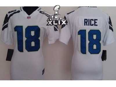 2015 Super Bowl XLIX Nike Women nfl Seattle Seahawks #18 Sidney Rice white jerseys