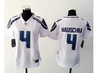 Women Nike Seattle Seahawks #4 Steven Hauschka white Jerseys