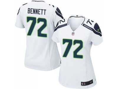 Women Nike Seattle Seahawks #72 Michael Bennett white jerseys