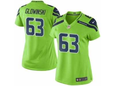 Women's Nike Seattle Seahawks #63 Mark Glowinski Limited Green Rush NFL Jersey