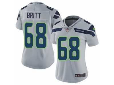 Women's Nike Seattle Seahawks #68 Justin Britt Vapor Untouchable Limited Grey Alternate NFL Jersey