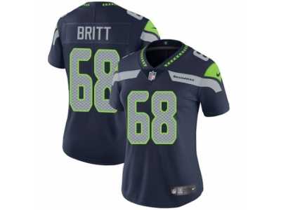 Women's Nike Seattle Seahawks #68 Justin Britt Vapor Untouchable Limited Steel Blue Team Color NFL Jersey