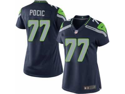 Women's Nike Seattle Seahawks #77 Ethan Pocic Limited Steel Blue Team Color NFL Jersey