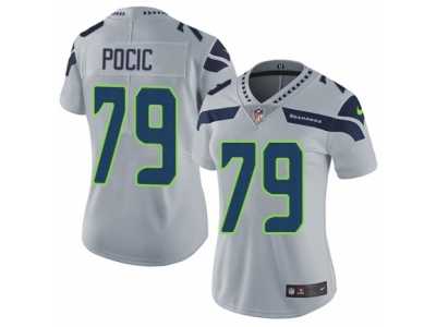 Women's Nike Seattle Seahawks #79 Ethan Pocic Vapor Untouchable Limited Grey Alternate NFL Jersey