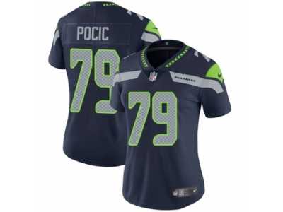 Women's Nike Seattle Seahawks #79 Ethan Pocic Vapor Untouchable Limited Steel Blue Team Color NFL Jersey