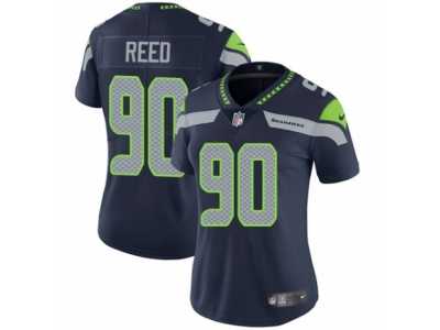 Women's Nike Seattle Seahawks #90 Jarran Reed Vapor Untouchable Limited Steel Blue Team Color NFL Jersey