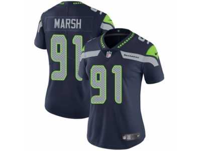 Women's Nike Seattle Seahawks #91 Cassius Marsh Vapor Untouchable Limited Steel Blue Team Color NFL Jersey