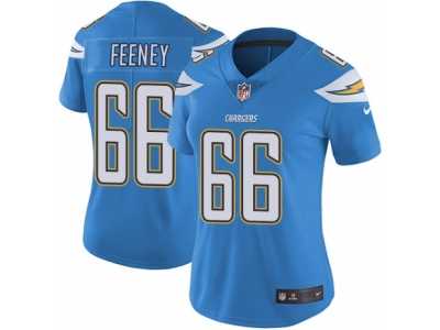 Women's Nike Los Angeles Chargers #66 Dan Feeney Vapor Untouchable Limited Electric Blue Alternate NFL Jersey
