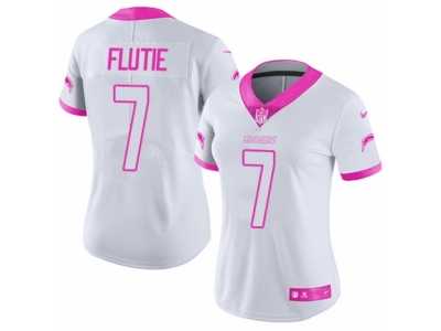 Women's Nike Los Angeles Chargers #7 Doug Flutie Limited White Pink Rush Fashion NFL Jersey