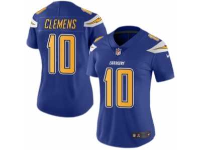 Women's Nike San Diego Chargers #10 Kellen Clemens Limited Electric Blue Rush NFL Jersey