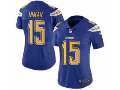 Women's Nike San Diego Chargers #15 Dontrelle Inman Limited Electric Blue Rush NFL Jersey