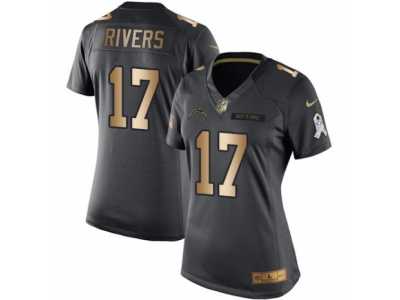 Women's Nike San Diego Chargers #17 Philip Rivers Limited Black Gold Salute to Service NFL Jersey