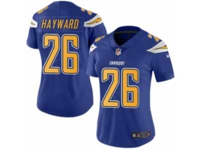 Women's Nike San Diego Chargers #26 Casey Hayward Limited Electric Blue Rush NFL Jersey
