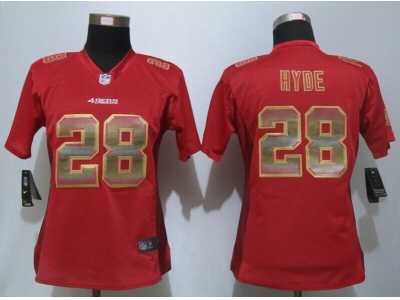 Women New Nike San Francisco 49ers #28 Hyde Red Strobe JerseyS