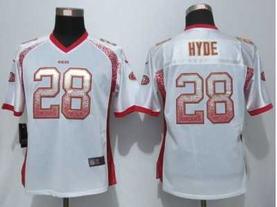 Women Nike San Francisco 49ers #28 Hyde white Jerseys(Drift Fashion)