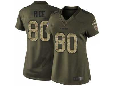 Women Nike San Francisco 49ers #80 Jerry Rice Green Salute to Service Jerseys