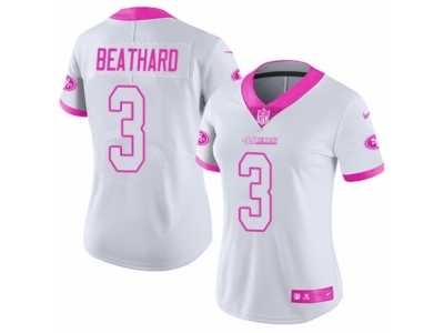 Women's Nike San Francisco 49ers #3 C. J. Beathard Limited White Pink Rush Fashion NFL Jersey