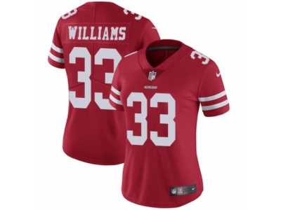 Women's Nike San Francisco 49ers #33 Joe Williams Vapor Untouchable Limited Red Team Color NFL Jersey